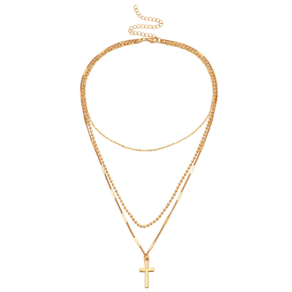 collier-multicouche-croix-vintage