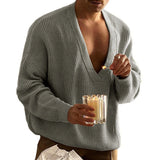 pull-ample-manches-longues-couleur-unie-vintage