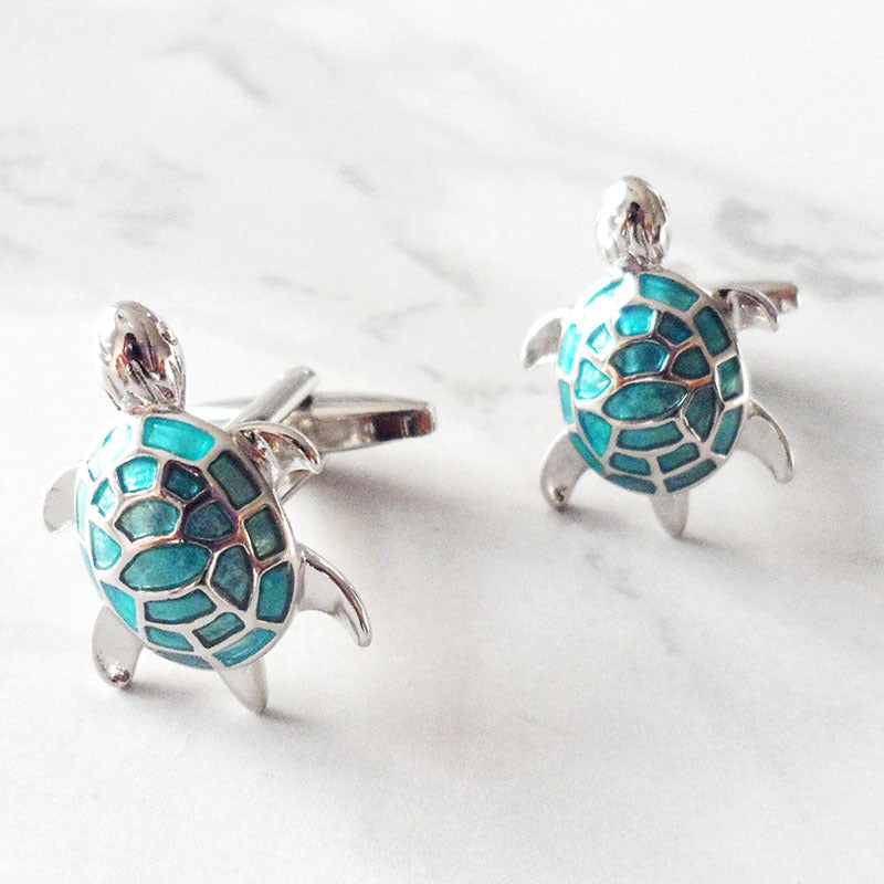 boutons-de-manchette-tortue-email-vintage