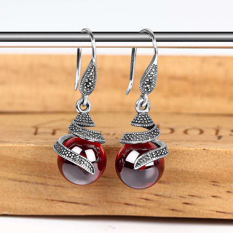 boucles-doreilles-perles-rondes-grenat-vintage