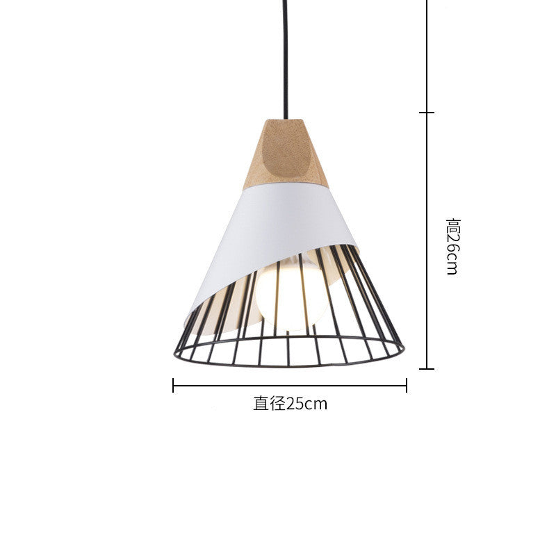 lustre-bois-cone-corne-fer-vintage