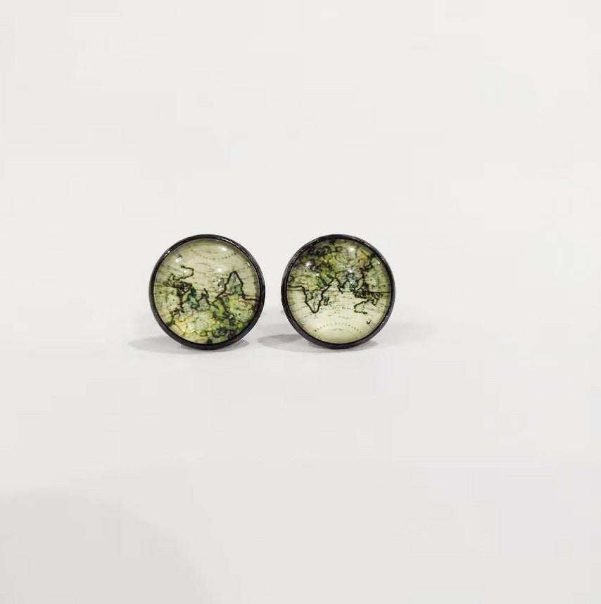 boutons-de-manchette-carte-du-monde-vintage