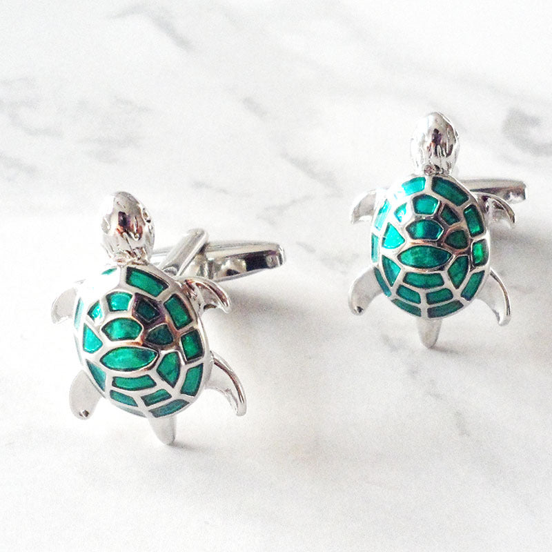boutons-de-manchette-tortue-email-vintage