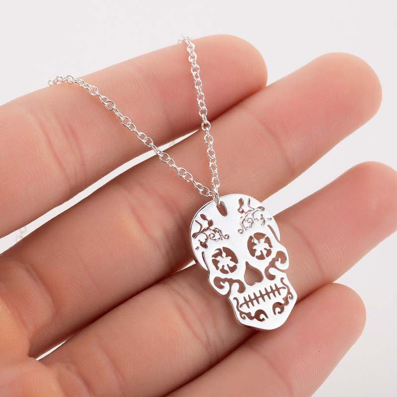 Collier Pendentif Tête De Mort Et Os De La Main - Style Gothique Vintage - Résine - Longueur ~34 Cm - Pour Cosplay, Halloween - 5