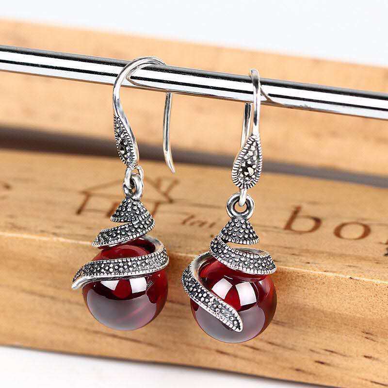boucles-doreilles-perles-rondes-grenat-vintage