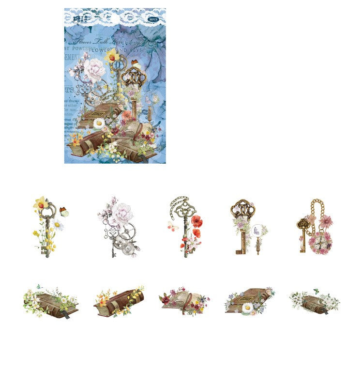 sticker-de-tente-de-main-de-fleur-vintage