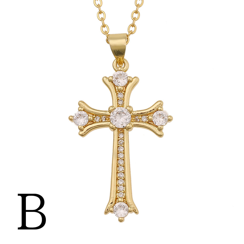 Collier Vintage à Pendentif Croix