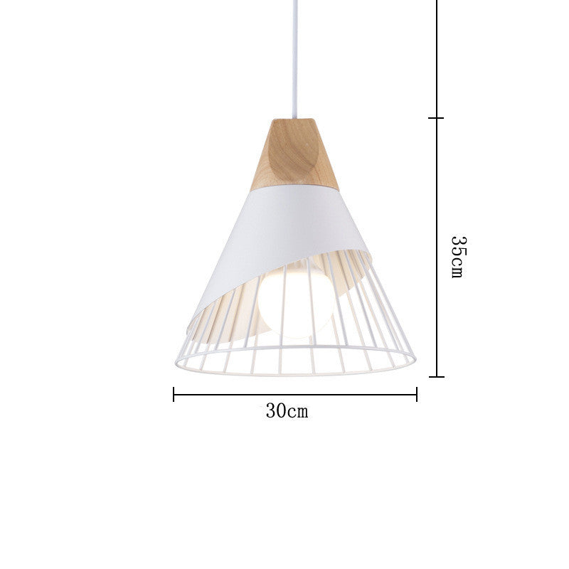 lustre-bois-cone-corne-fer-vintage