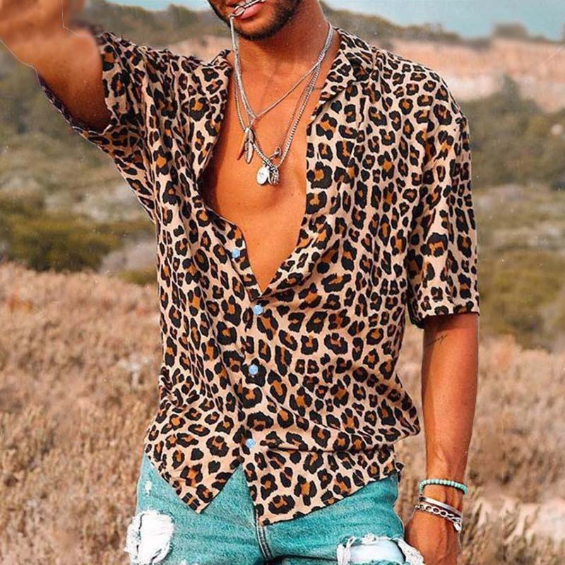 chemise-vintage-manches-courtes-imprime-leopard