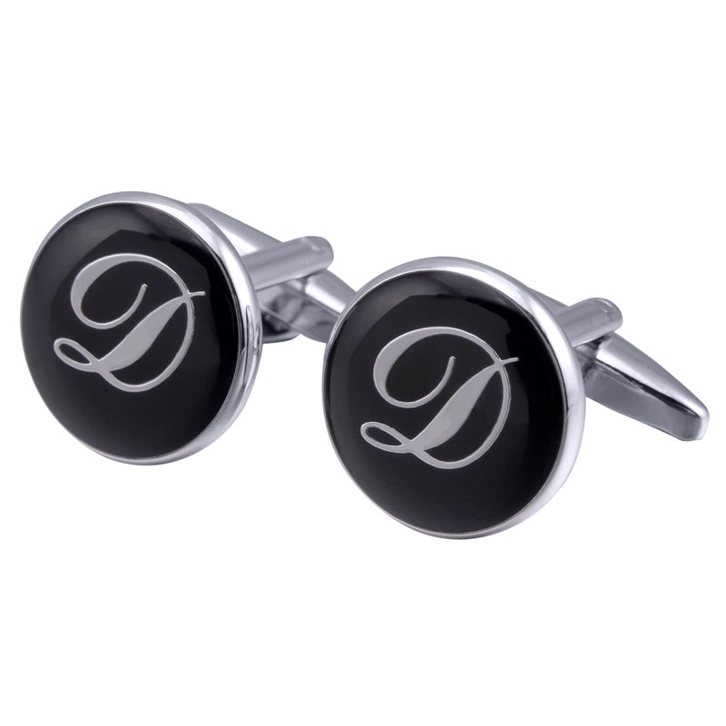 boutons-de-manchette-rond-noir-email-traditionnel-vintage