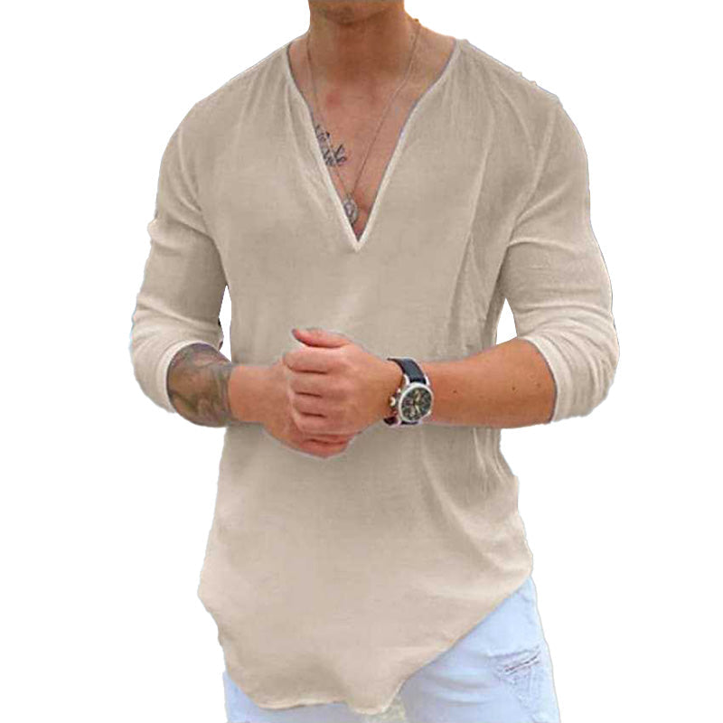 chemise-manches-longues-decontractee-col-v-vintage