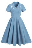 robe-bleue-annee-80-style-50s