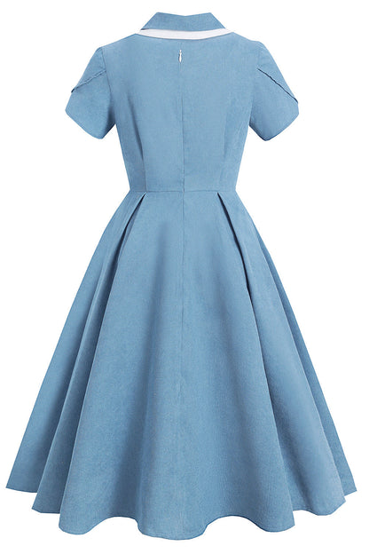 robe-bleue-annee-80-style-50s