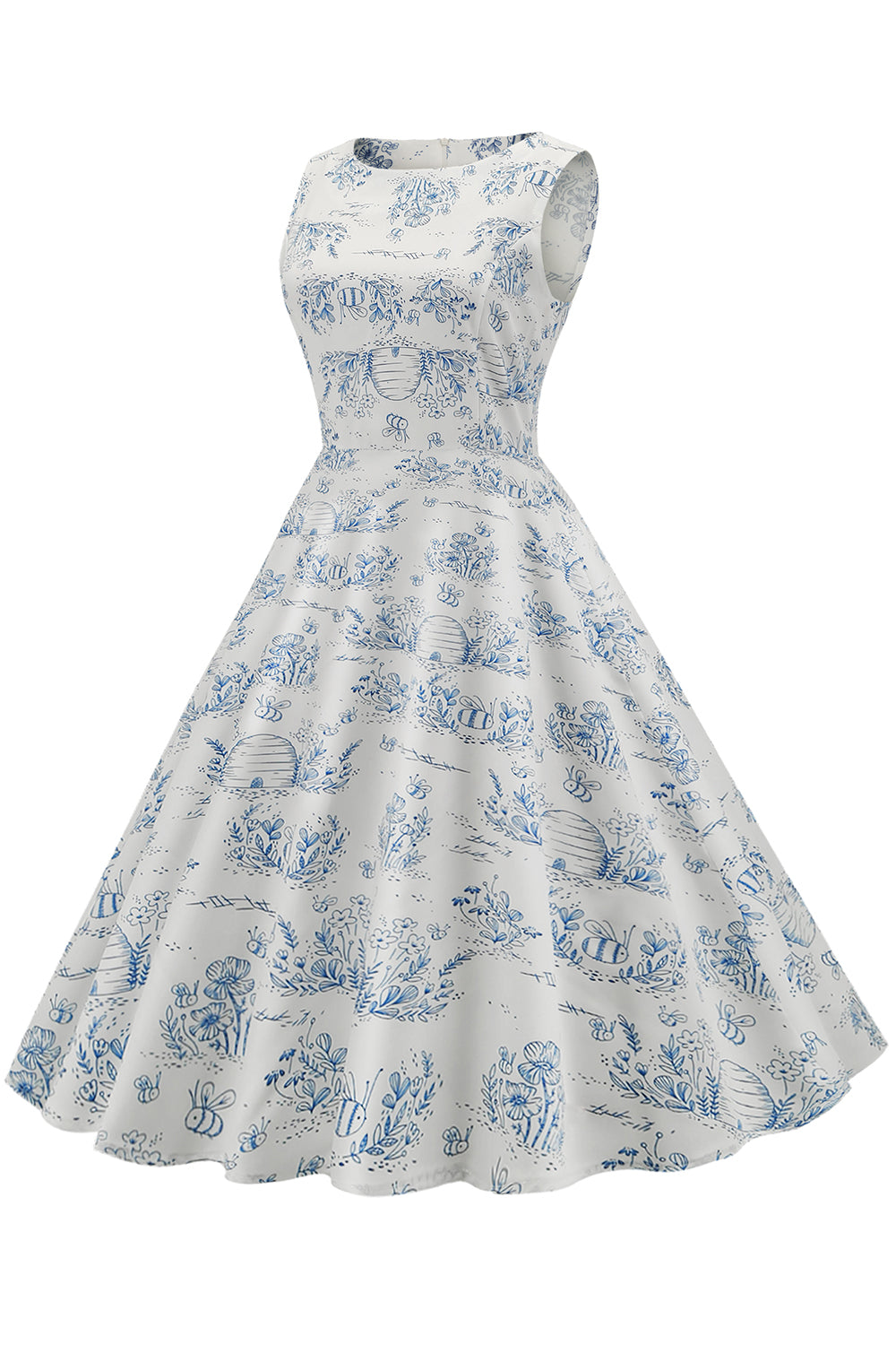 robe-annee-80-a-imprime-florale-des-annees-1950