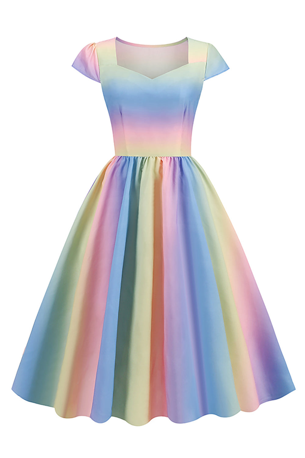 robe-arc-en-ciel-annee-80-style-50s