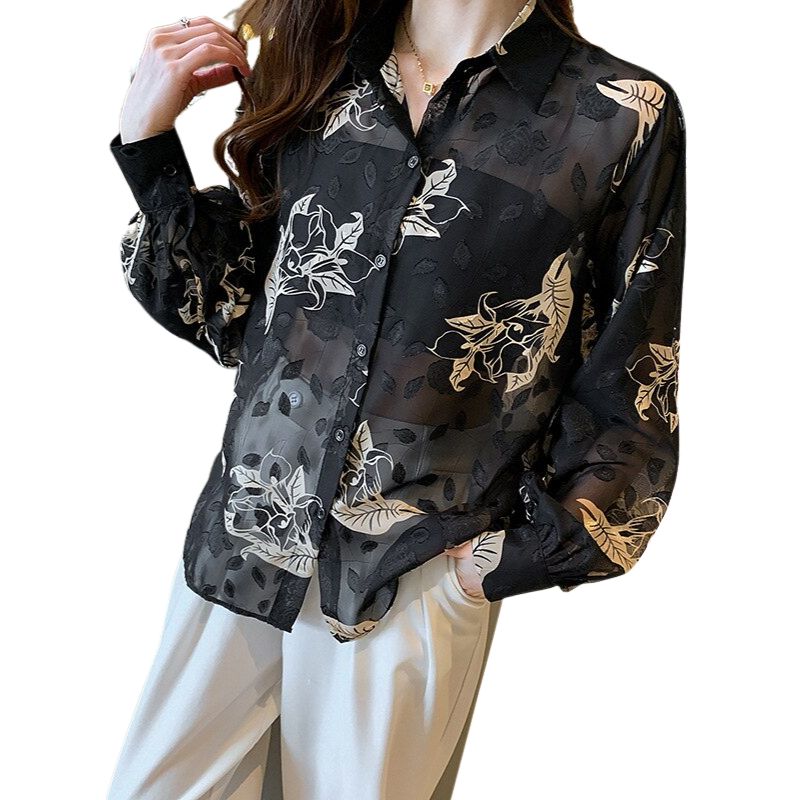 Chemise Vintage Homme Années 80 – Motif Floral Graphique – Taille L