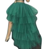 Jupe-Longue-Bouffante-Taille-Haute-verte