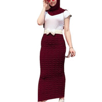 Jupe-Longue-Taille-Haute-Hijab-rougevin