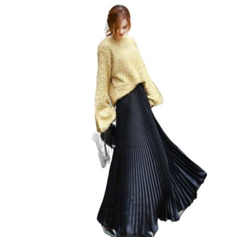Jupe-Longue-Taille-Haute-Plissee-style26