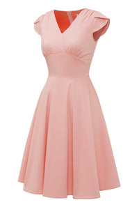 robe-annee-80-rose-avec-col-en-coeur