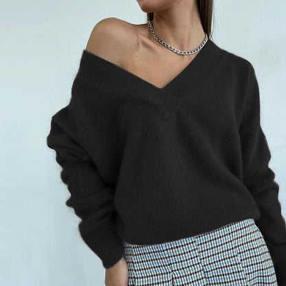 Pull-en-Laine-Col-V-Femme 