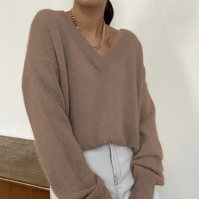 Pull-en-Laine-Col-V-Femme 