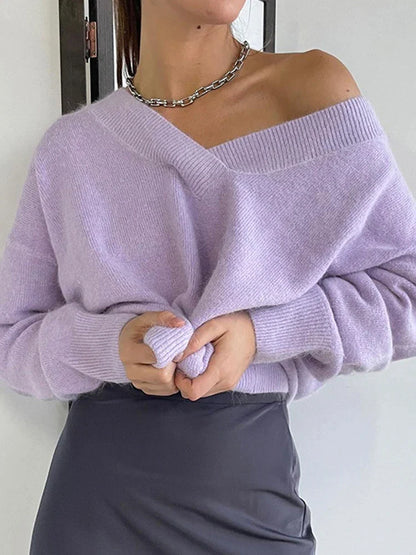 Pull-en-Laine-Col-V-Femme 