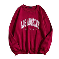 Sweat à Capuche Los Angeles Pour Femme - Pull Oversize Manches Longues Col Rond Mode Décontractée