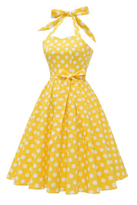 robe-annee-80-a-pois-jaune-pin-up