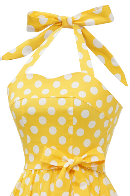 robe-annee-80-a-pois-jaune-pin-up