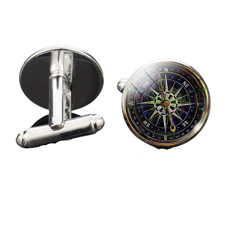 bouton-de-manchette-vintage-boussole