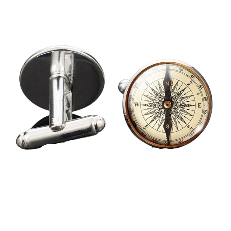 bouton-de-manchette-vintage-boussole