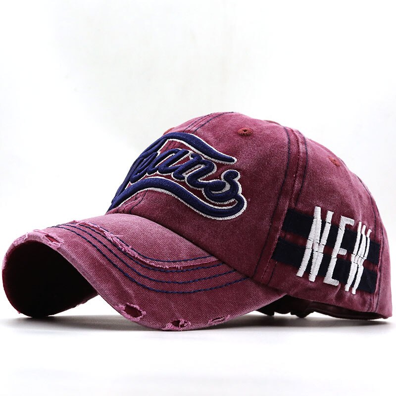 Casquette Baseball Vintage avec Broderie et Effet Usé