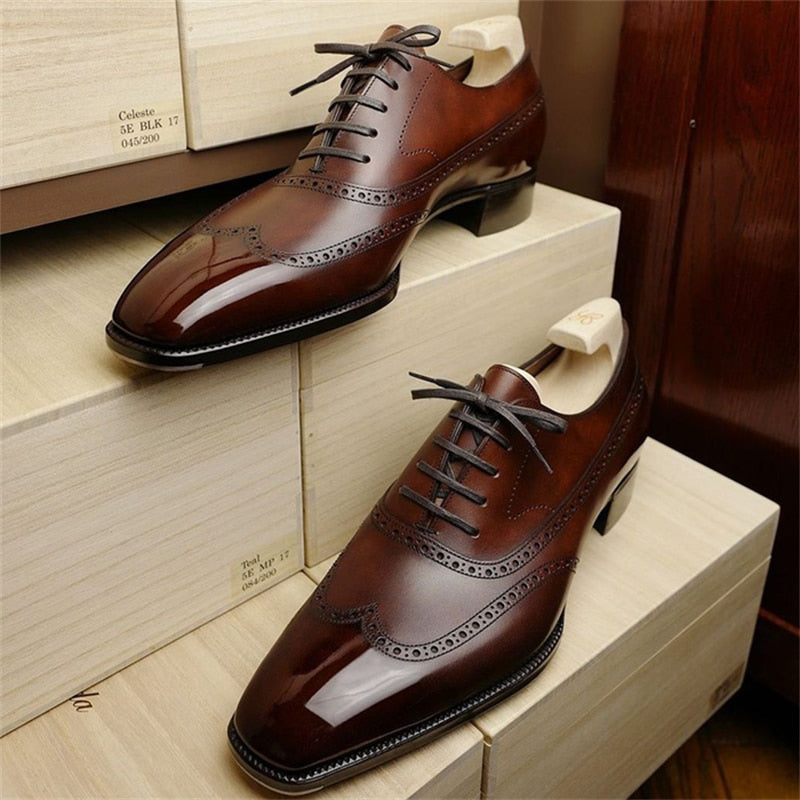 Chaussures Homme Italiennes Faites à La Main - Pointures 44 Et 44.5 - Marron - Vintage Neuf Avec Boîte