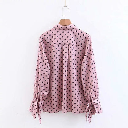 chemise-annee-80-chic-rose-a-pois