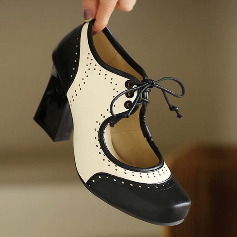 Derbies Année 80 À Talons Noires & Blanches | Mode Vintage