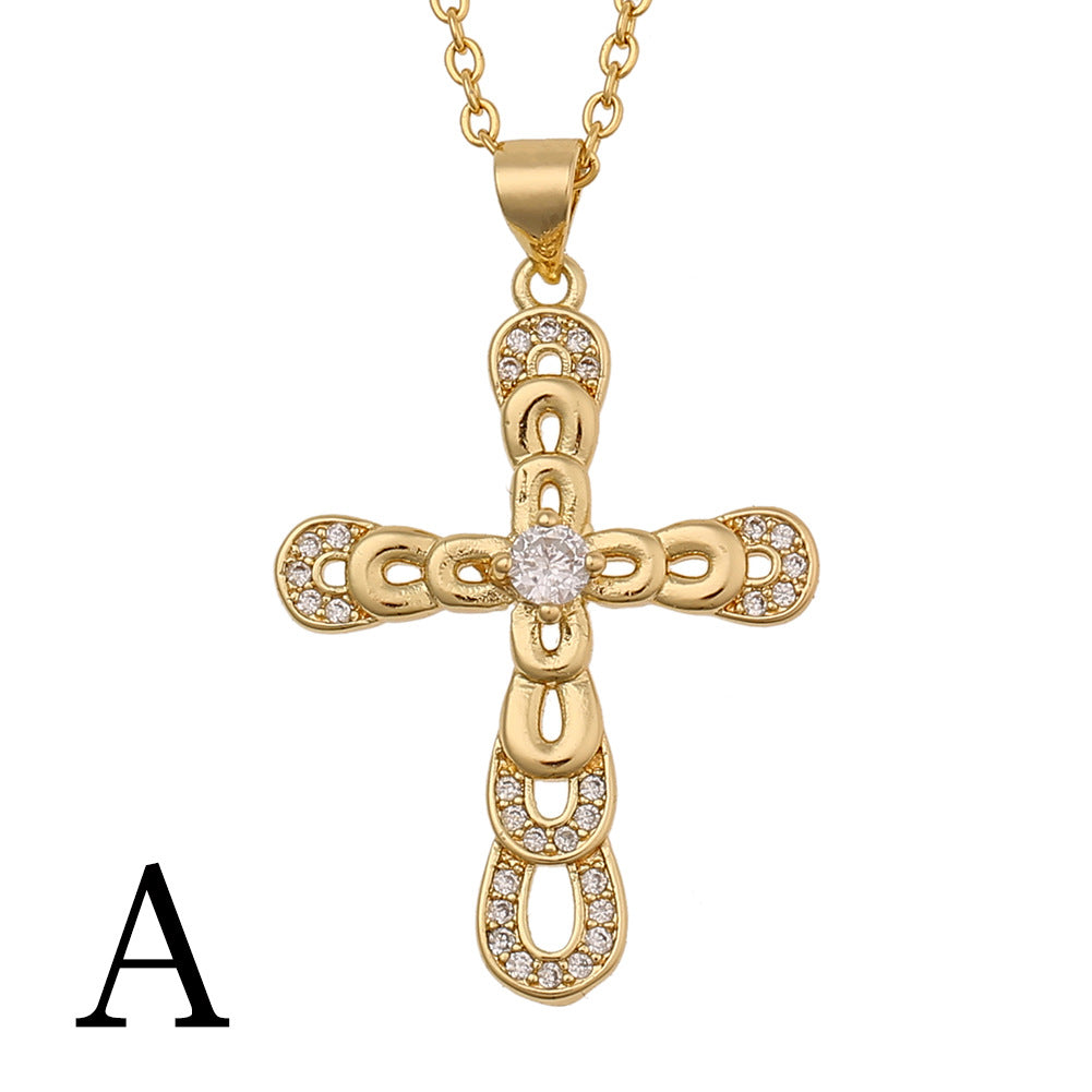 Collier Vintage à Pendentif Croix