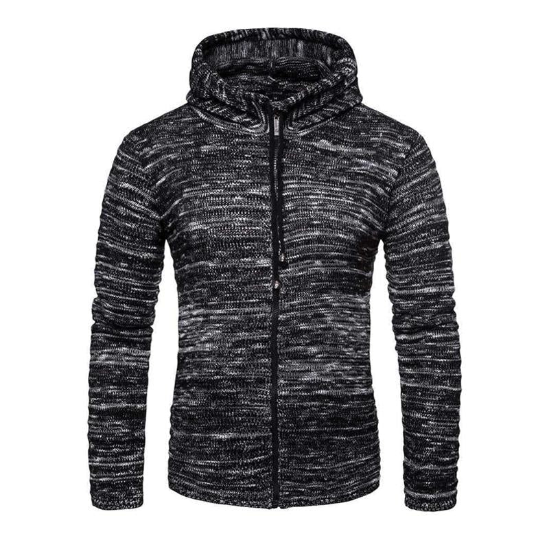 Manteau en tricot zippée à capuche vintage