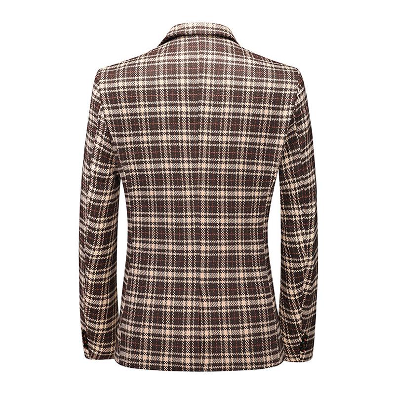 Blazer vintage décontracté à carreaux pour hommes