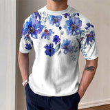 t-shirt-tricot-manches-courtes-imprime-fleuri-vintage