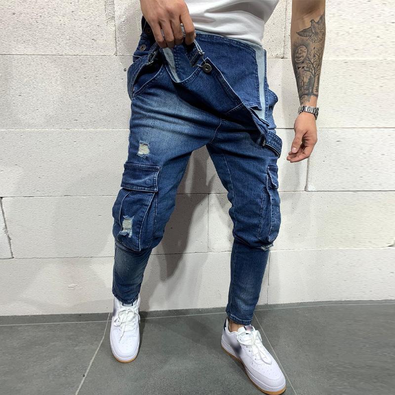 Jean multi-poches en denim vintage