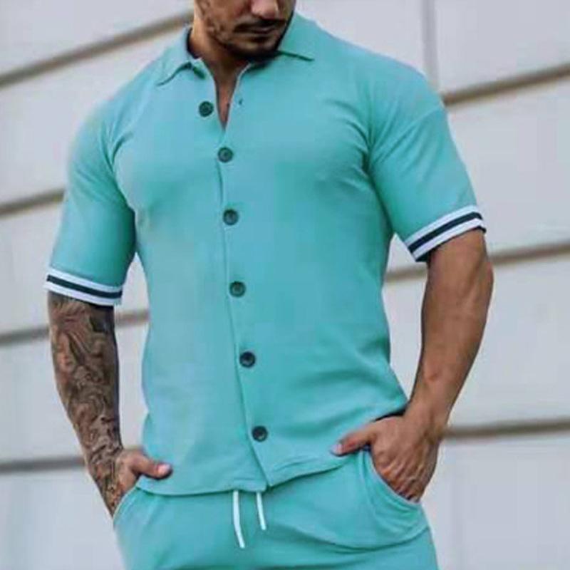 chemise-manches-courtes-poignets-rayes-vintage