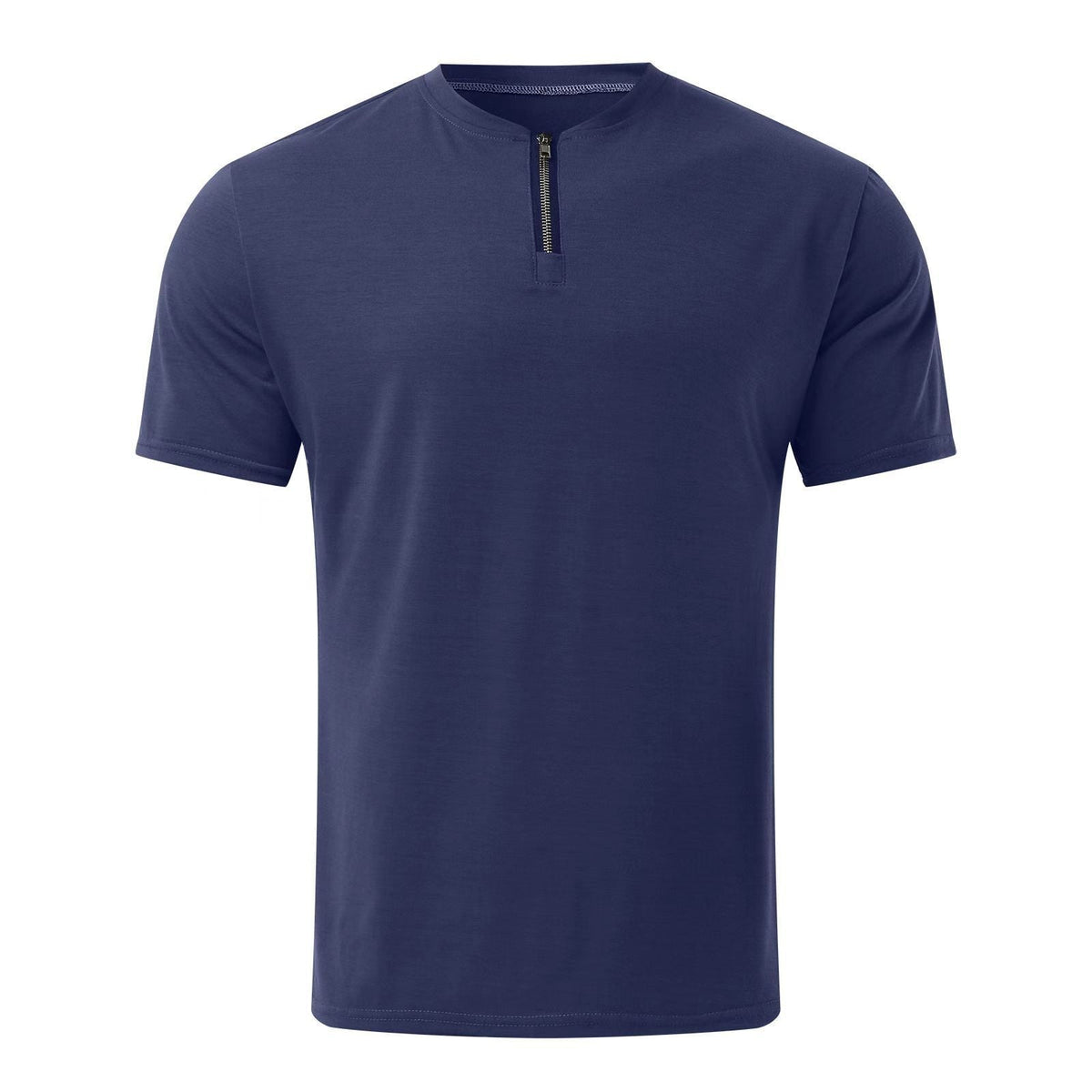 t-shirt-uni-manches-courtes-col-zippe-vintage