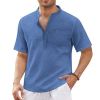 chemise-plage-manches-courtes-coton-lin-vintage