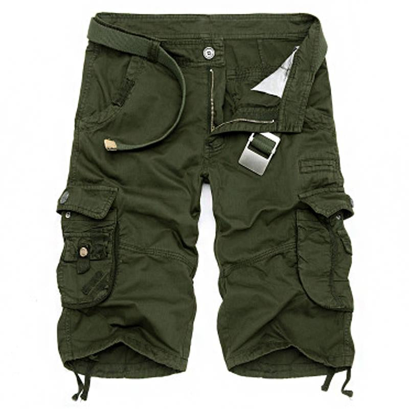 short-vintage-multi-poches-couleur-unie-sans-ceinture