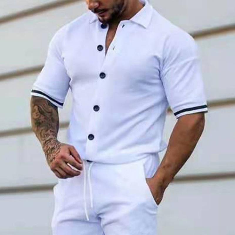 chemise-manches-courtes-poignets-rayes-vintage