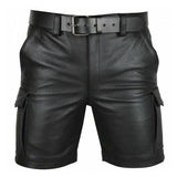 short-decontracte-cuir-hommes-sans-ceinture