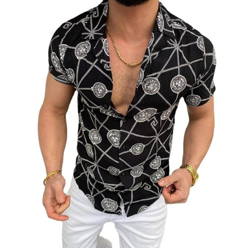 chemise-manches-courtes-imprime-vintage