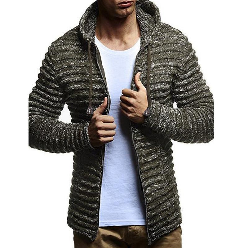 Manteau en tricot zippée à capuche vintage