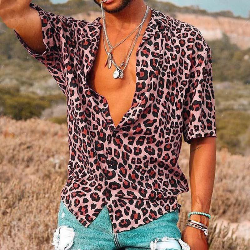 chemise-vintage-manches-courtes-imprime-leopard